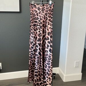 Commense Leopard Print satin Maxi Skirt XS